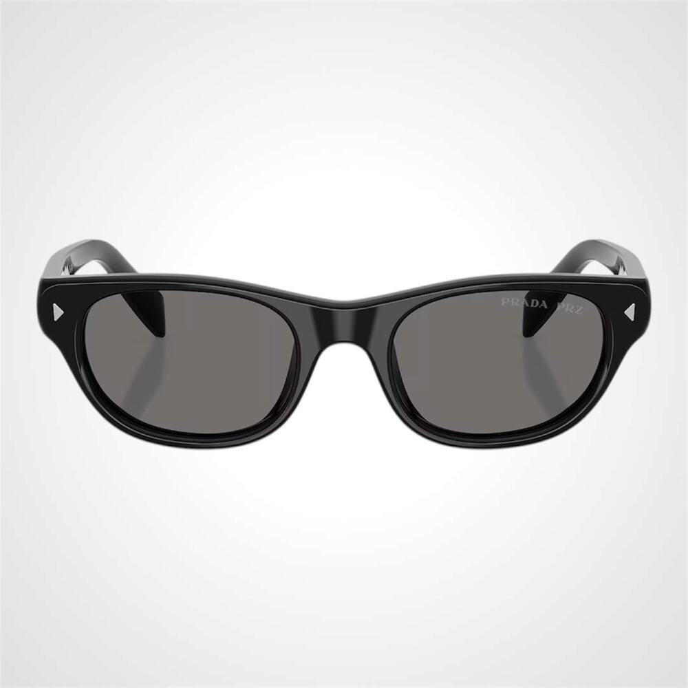 New PRADA Sunglasses Black Polarized Logo Cat Eye Square Grey Lens 50-20-145mm - Picture 2 of 6